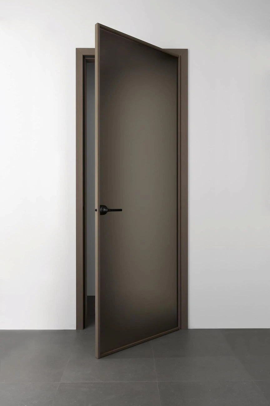 BATTCC STP45 BEAT product door wood profile frosted bronze glass open.